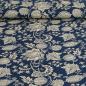 Preview: Voile leichte Baumwolle Blüten Ranken dunkelblau beige